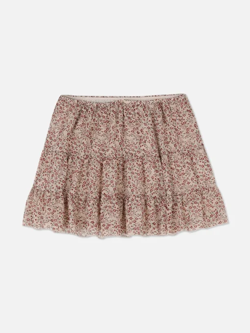 Chiffon Overlay Mini Skirt
