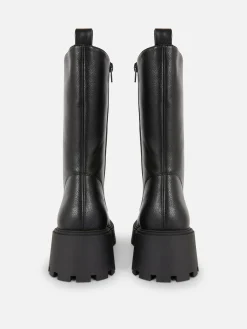 Chunky Lace-Up Biker Boots