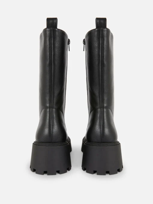 Chunky Lace-Up Biker Boots