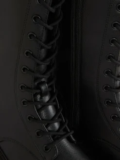 Chunky Lace-Up Biker Boots