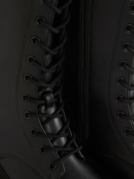 Chunky Lace-Up Biker Boots