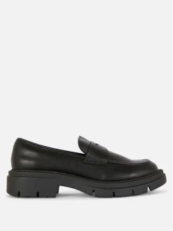 Chunky Sole Faux Leather Loafers