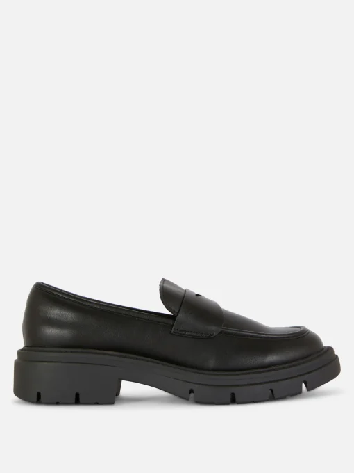 Chunky Sole Faux Leather Loafers
