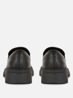 Chunky Sole Faux Leather Loafers