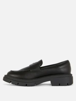 Chunky Sole Faux Leather Loafers