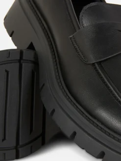 Chunky Sole Faux Leather Loafers