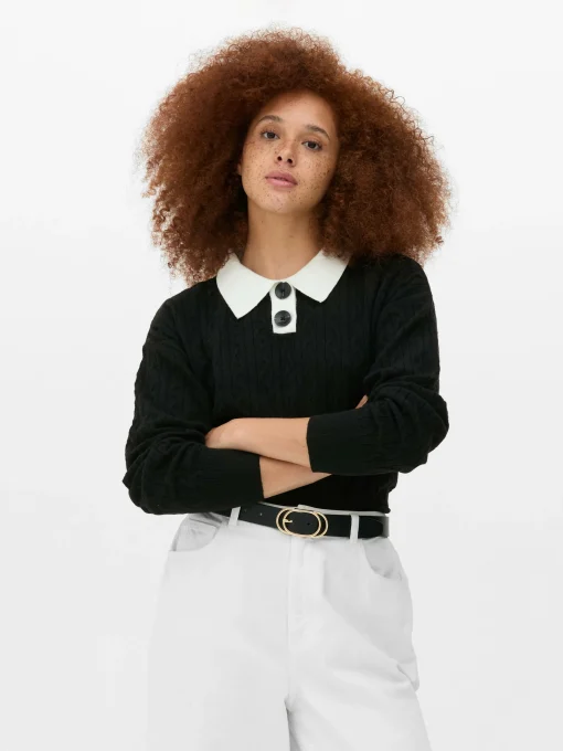 Collared Cable Knit Sweater