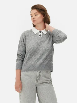 Collared Cable Knit Sweater