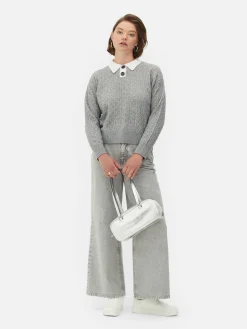 Collared Cable Knit Sweater