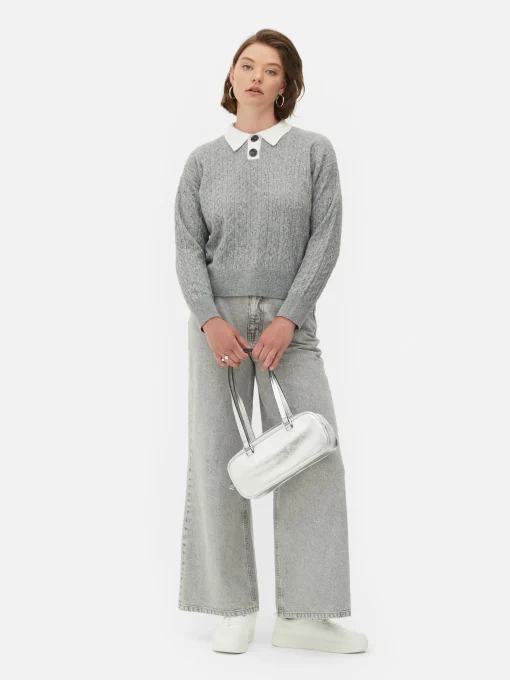 Collared Cable Knit Sweater