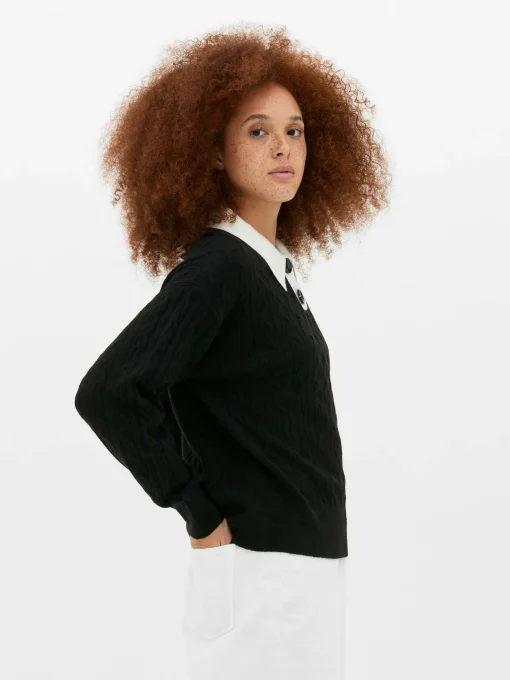 Collared Cable Knit Sweater