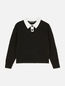 Collared Cable Knit Sweater