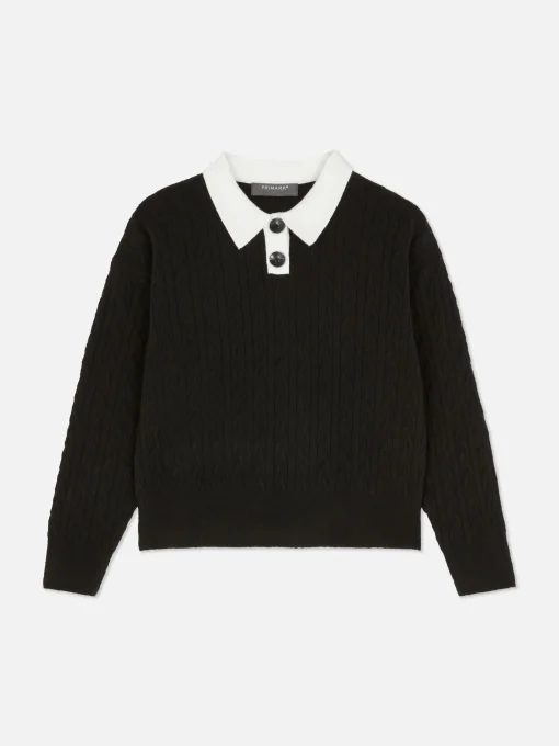 Collared Cable Knit Sweater