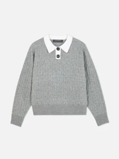 Collared Cable Knit Sweater