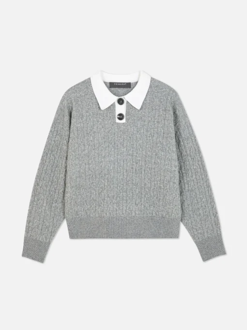 Collared Cable Knit Sweater