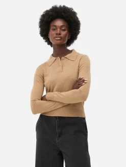 Collared Long Sleeve Knit Top