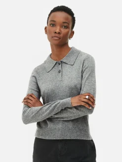 Collared Long Sleeve Knit Top