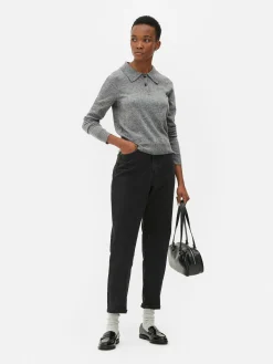 Collared Long Sleeve Knit Top