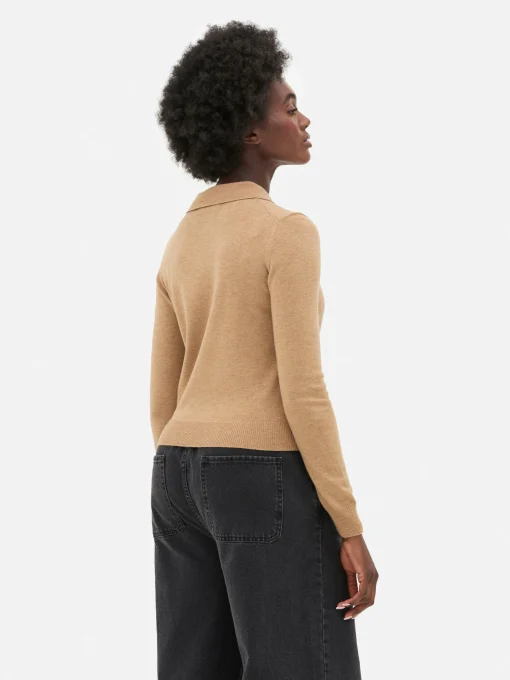 Collared Long Sleeve Knit Top