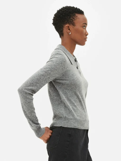 Collared Long Sleeve Knit Top
