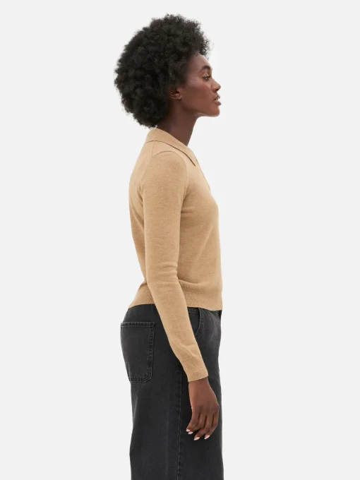 Collared Long Sleeve Knit Top