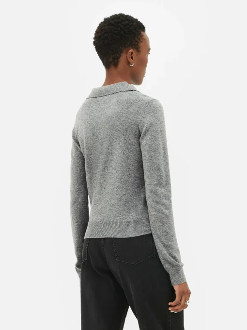 Collared Long Sleeve Knit Top