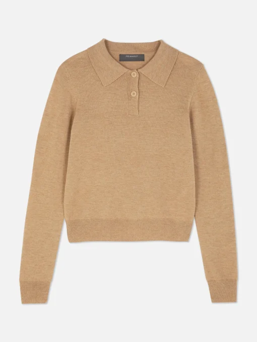 Collared Long Sleeve Knit Top