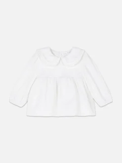 Collared Shirred Blouse