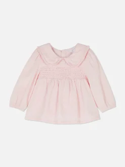 Collared Shirred Blouse