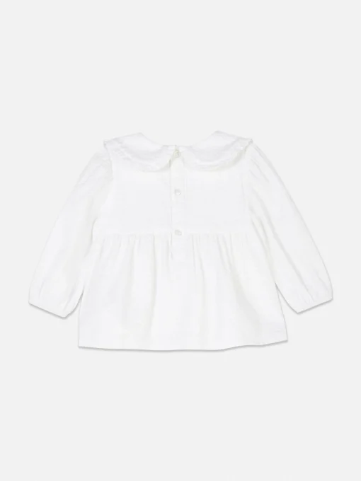 Collared Shirred Blouse