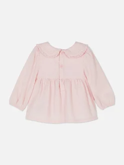 Collared Shirred Blouse