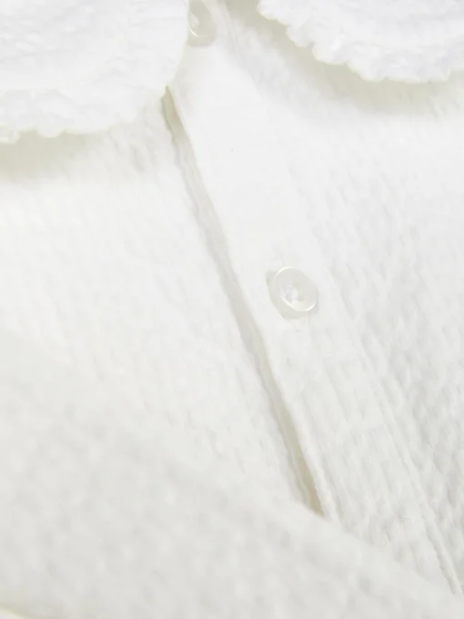 Collared Shirred Blouse