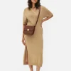 Collared V-Neck Midi Dress