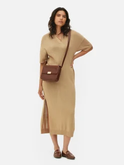 Collared V-Neck Midi Dress