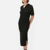 Collared V-Neck Midi Dress