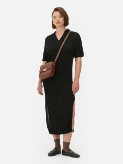 Collared V-Neck Midi Dress