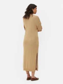 Collared V-Neck Midi Dress