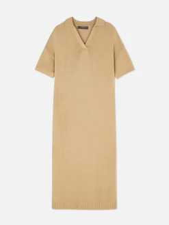 Collared V-Neck Midi Dress