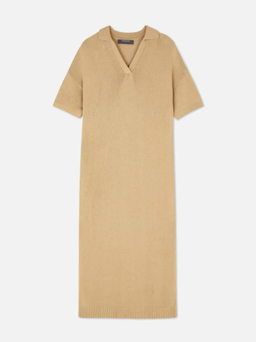 Collared V-Neck Midi Dress
