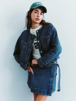 Collarless Denim Jacket