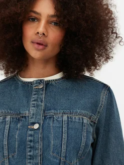 Collarless Denim Jacket