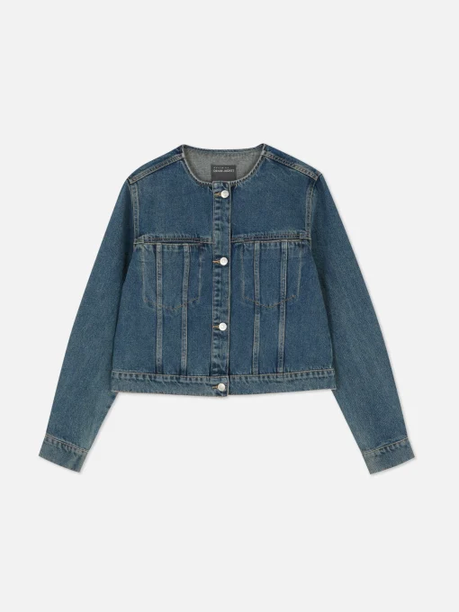 Collarless Denim Jacket