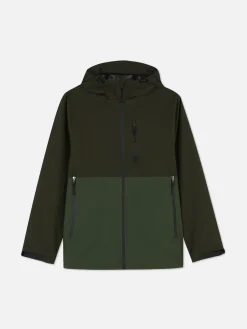 Color Block Multi Pocket Raincoat