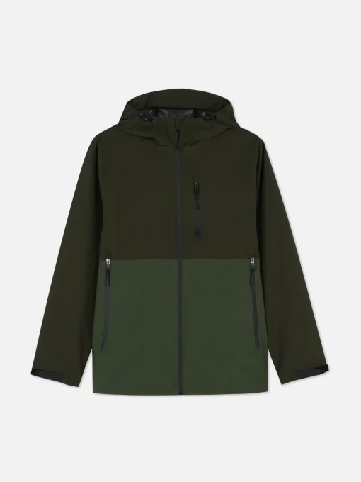 Color Block Multi Pocket Raincoat