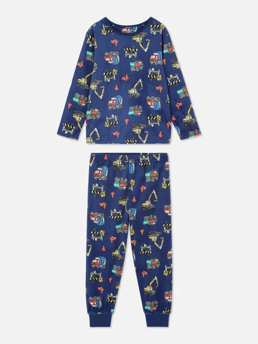 Construction Velour Long Pajamas