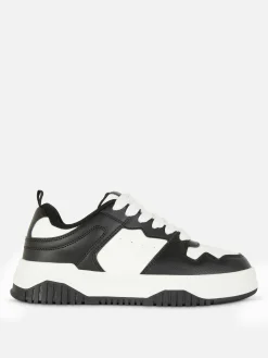 Contrast Panel Lace-Up Sneakers