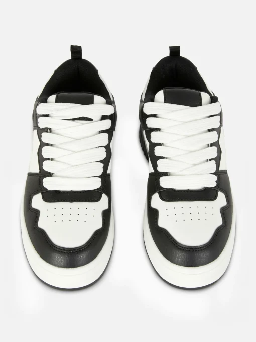 Contrast Panel Lace-Up Sneakers