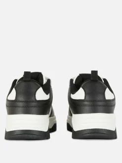 Contrast Panel Lace-Up Sneakers