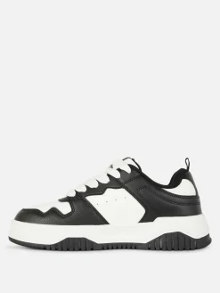 Contrast Panel Lace-Up Sneakers