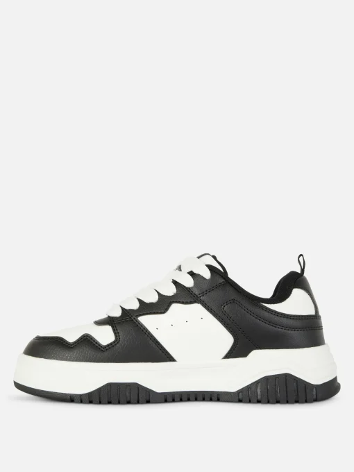 Contrast Panel Lace-Up Sneakers